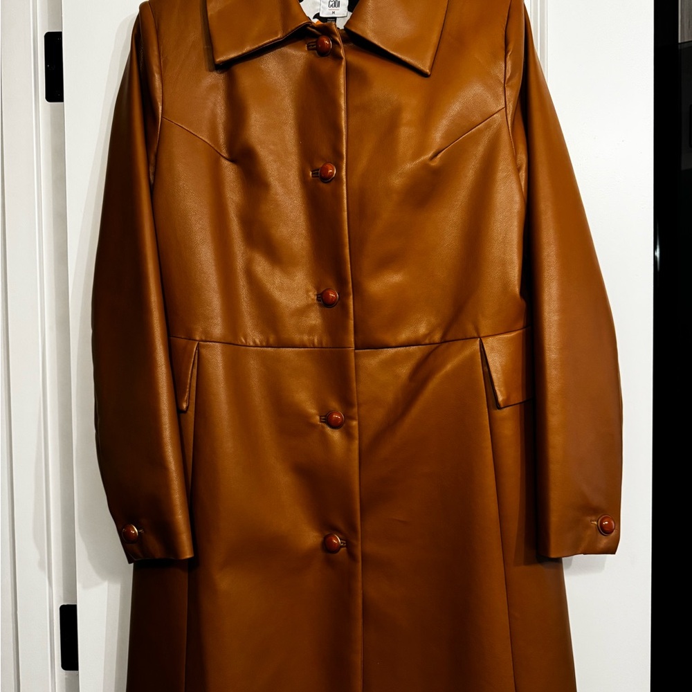 CAbi Caramel Vegan Leather Jacket. 3/4 Length. - Picture 3 of 3